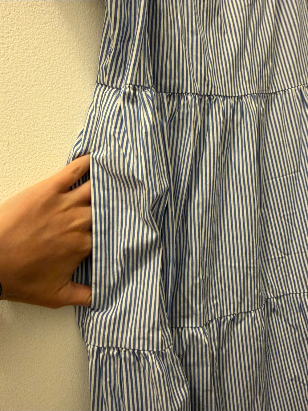 J Crew Blue and White Striped Puff-Sleeve Midi Dress - Picture 3 of 7